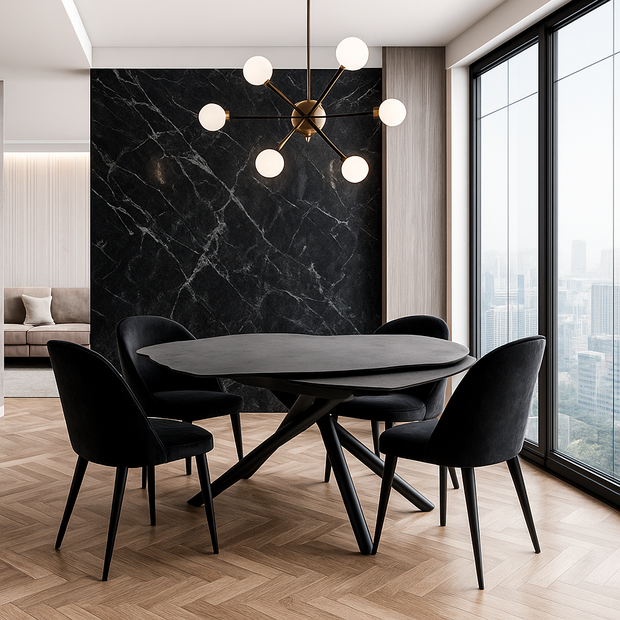 <strong>Table Céramique Pivotante :</strong> Marbre Noir