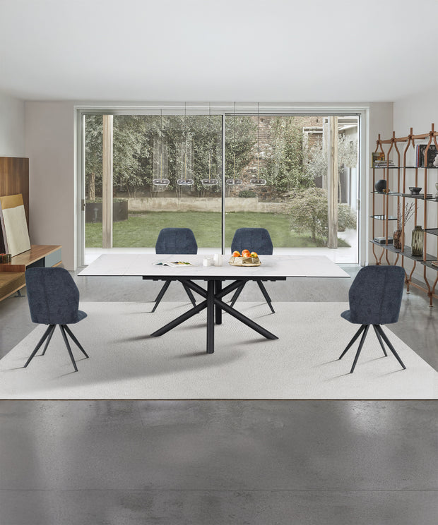 <strong>Table Céramique Rectangle :</strong> Marbre Blanc
