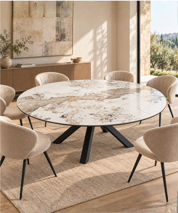 <strong>Table Céramique Ronde :</strong> Nervuré