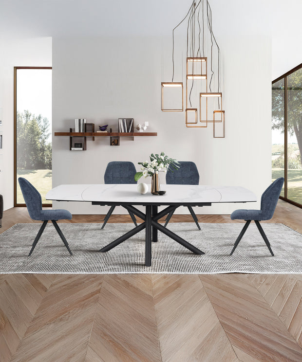 <strong>Table Céramique Tonneau :</strong> Marbre Blanc