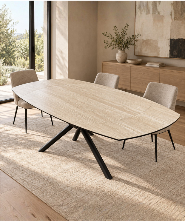 <strong>Table Céramique Tonneau :</strong> Travertin